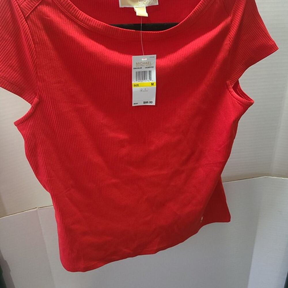 Michael Kors Ribbed Knit Top Red Women's Medium NWT